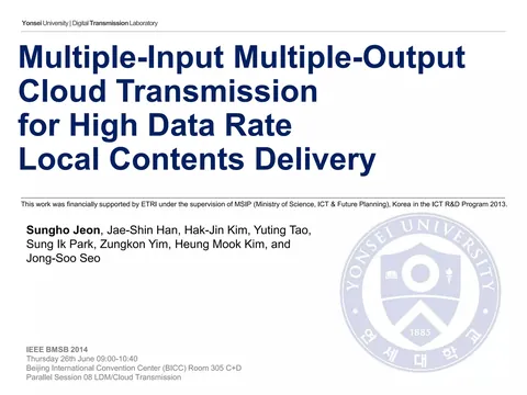 [BMSB2014] Multiple-Input Multiple-Output Cloud Transmission for High Data Rate Local Contents Delivery